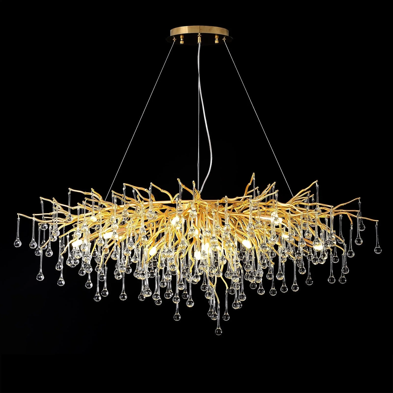 Doris Crystal Rectangular Branch Chandelier L45" - Image 3