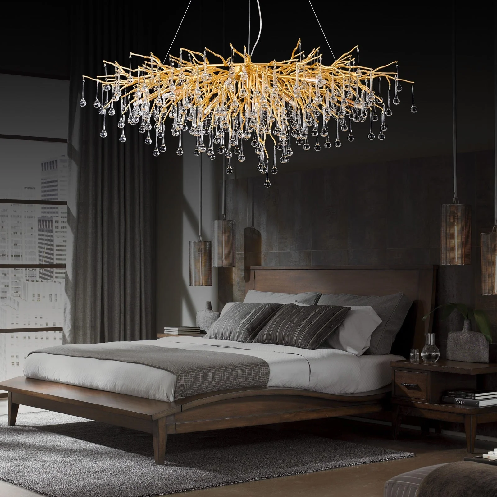 Doris Crystal Rectangular Branch Chandelier L45" - Image 6