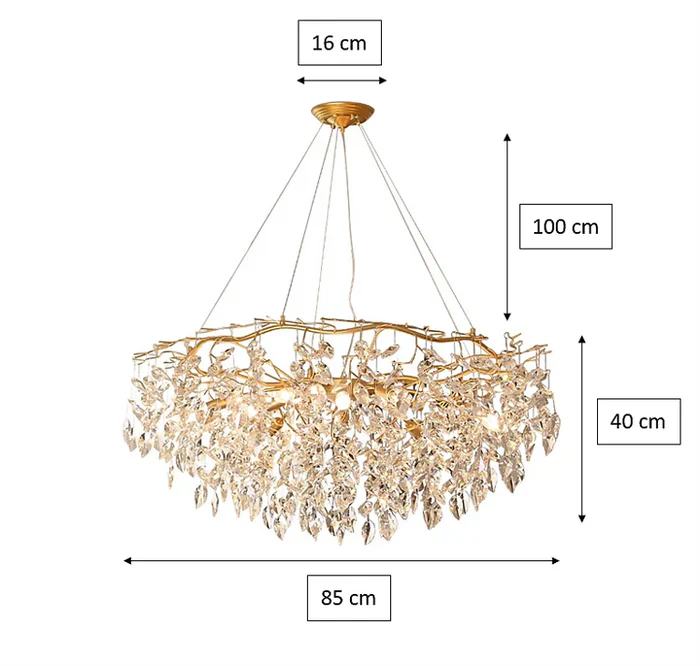 Doris Round Modern Branch Chandeliers - Diameter 67 cm x Height 40 cm / Warm Light - Image 5