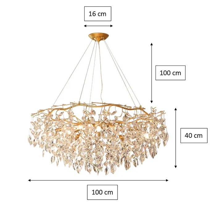 Doris Round Modern Branch Chandeliers - Diameter 67 cm x Height 40 cm / Warm Light - Image 6