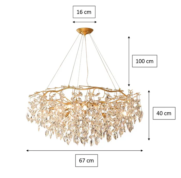 Doris Round Modern Branch Chandeliers - Diameter 67 cm x Height 40 cm / Warm Light - Image 8