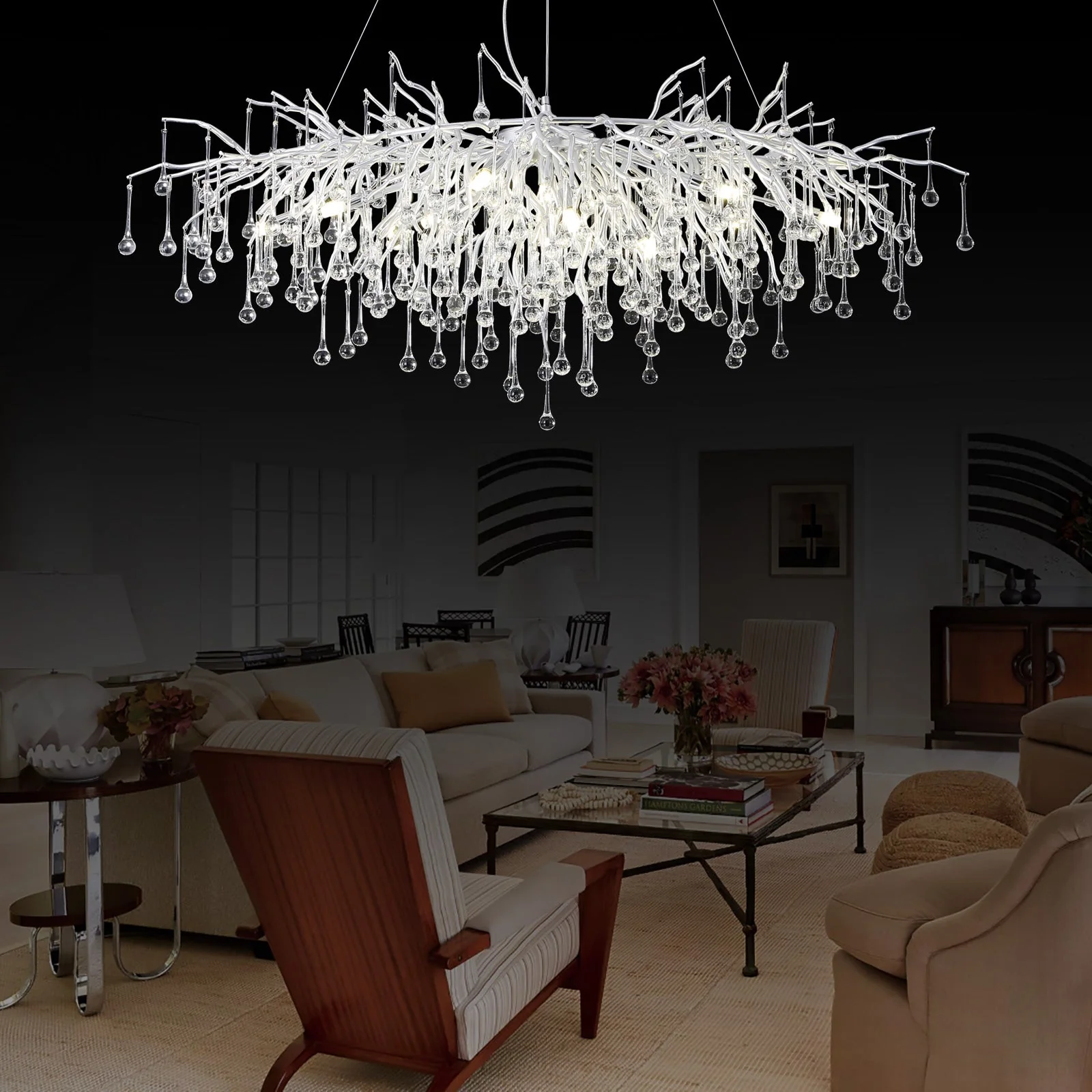Doris Rectangle Branch Chandelier 45"L Silver - Image 3
