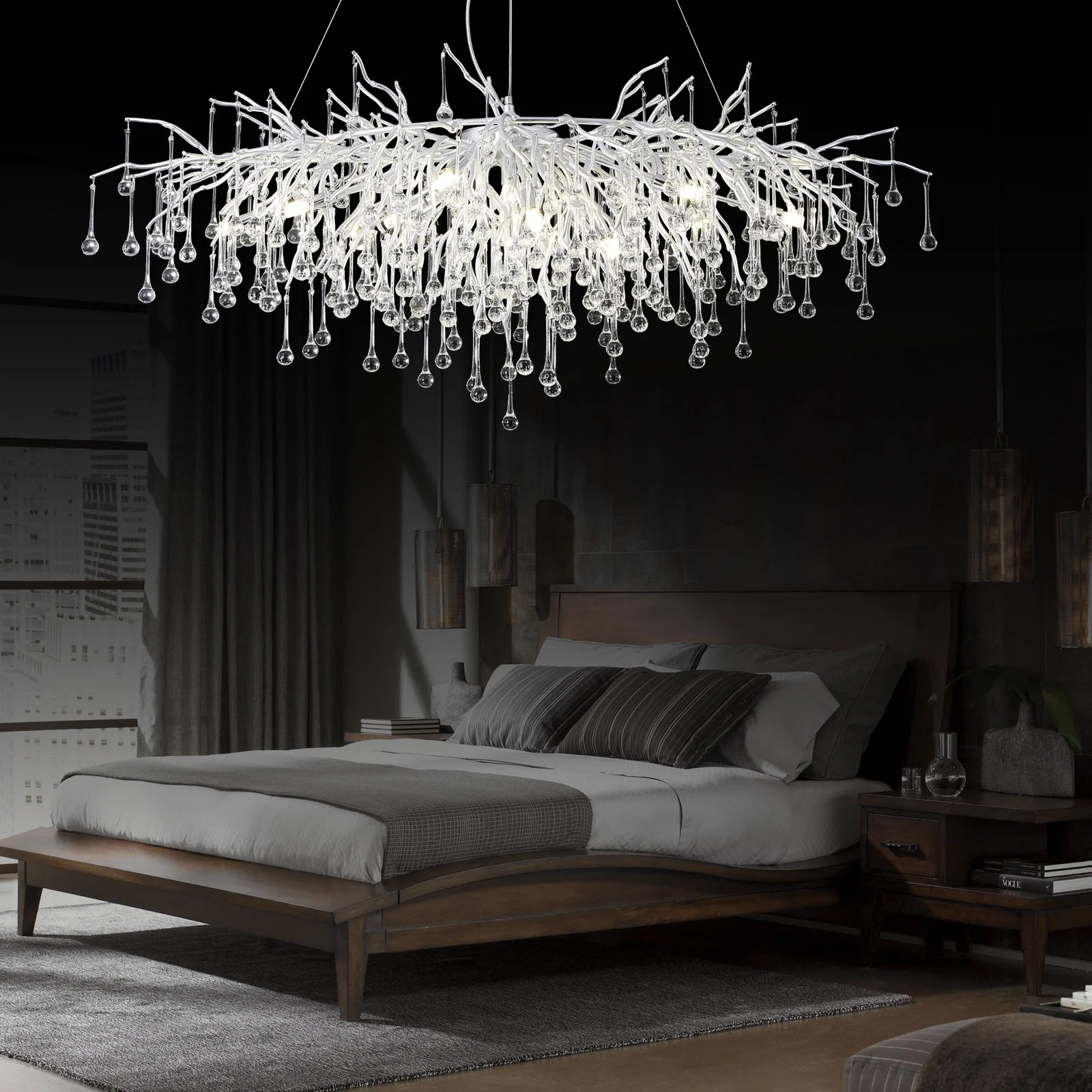 Doris Rectangle Branch Chandelier 45"L Silver - Image 4