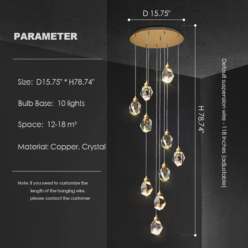 Modern Crystal Chandelier Foyer Living Room Droplight Hall Decoration Lights - Image 10