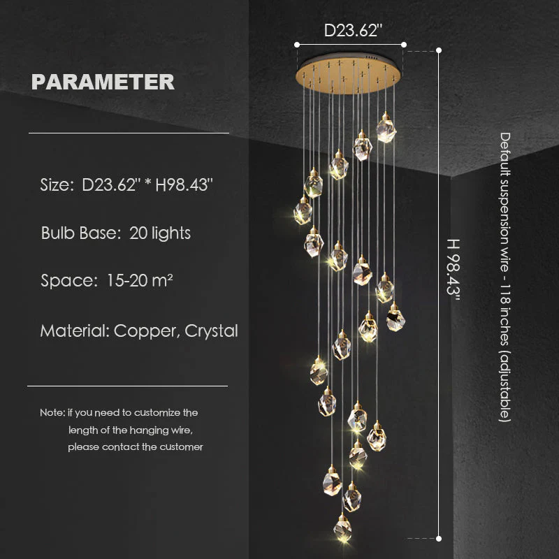 Modern Crystal Chandelier Foyer Living Room Droplight Hall Decoration Lights - Image 12