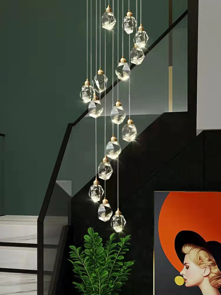 Modern Crystal Chandelier Foyer Living Room Droplight Hall Decoration Lights - Image 2