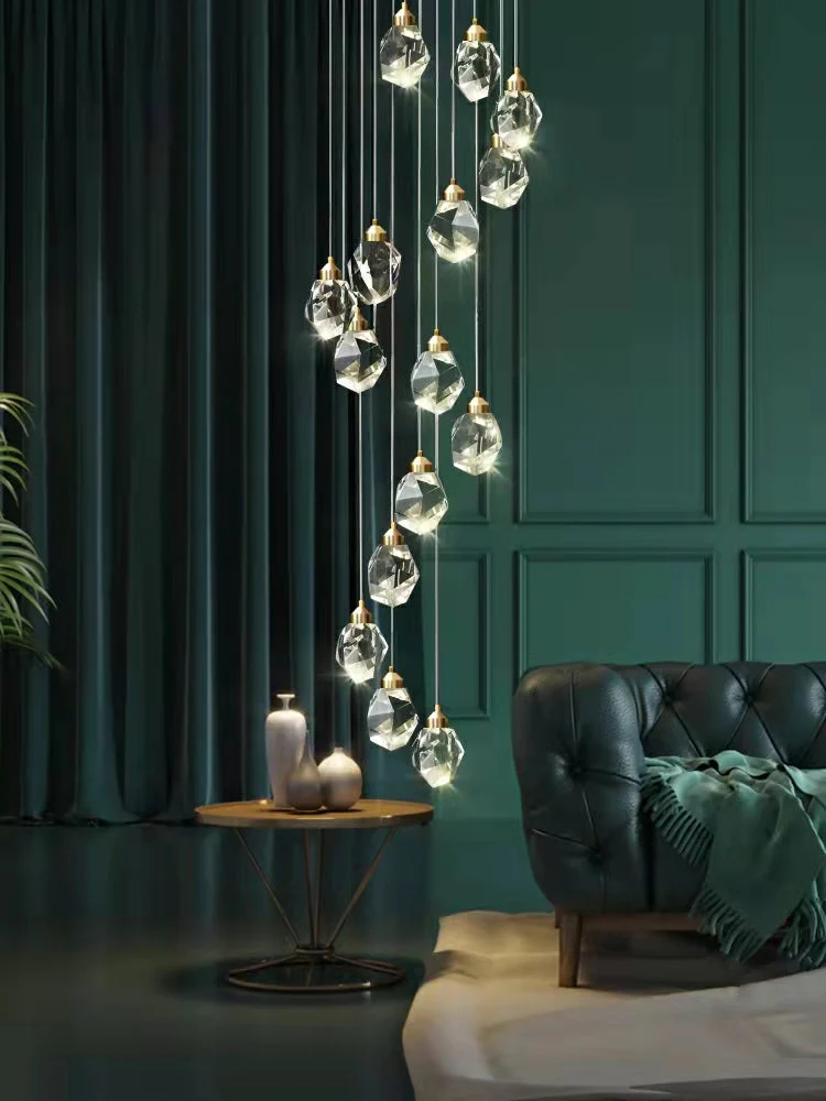 Modern Crystal Chandelier Foyer Living Room Droplight Hall Decoration Lights - Image 3