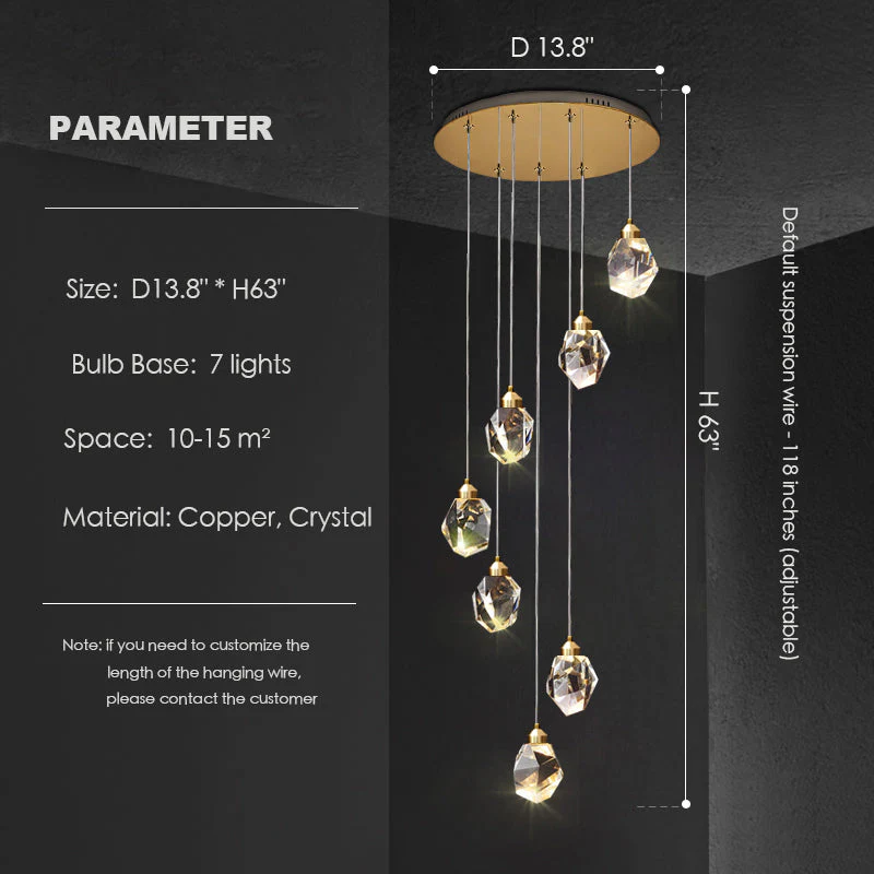 Modern Crystal Chandelier Foyer Living Room Droplight Hall Decoration Lights - Image 9