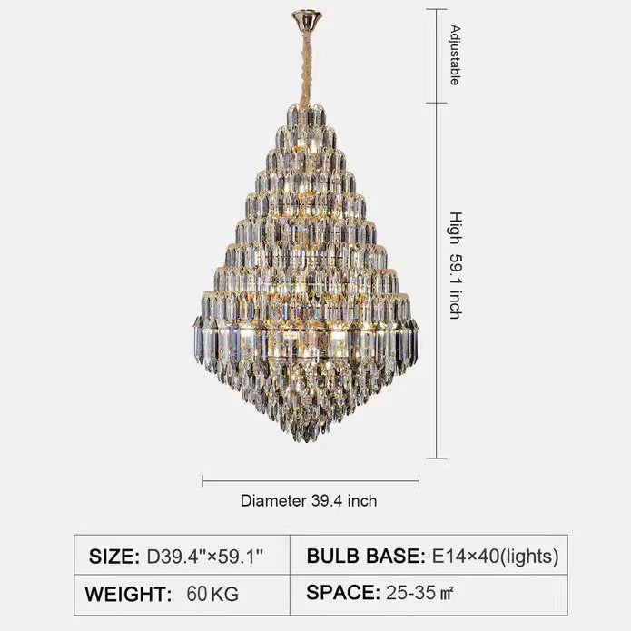 Staircase/Foyer Chandelier With High Clarity Crystals Luxury Ceiling Light - Image 10