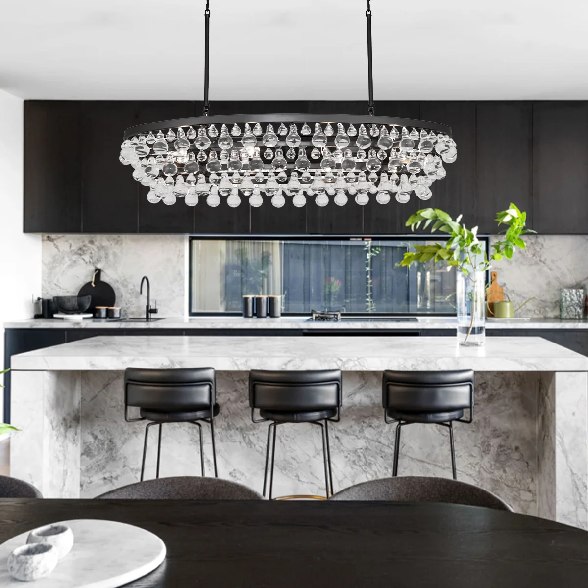 Eamon Glass Oval Chandelier 42.75''W - Image 2