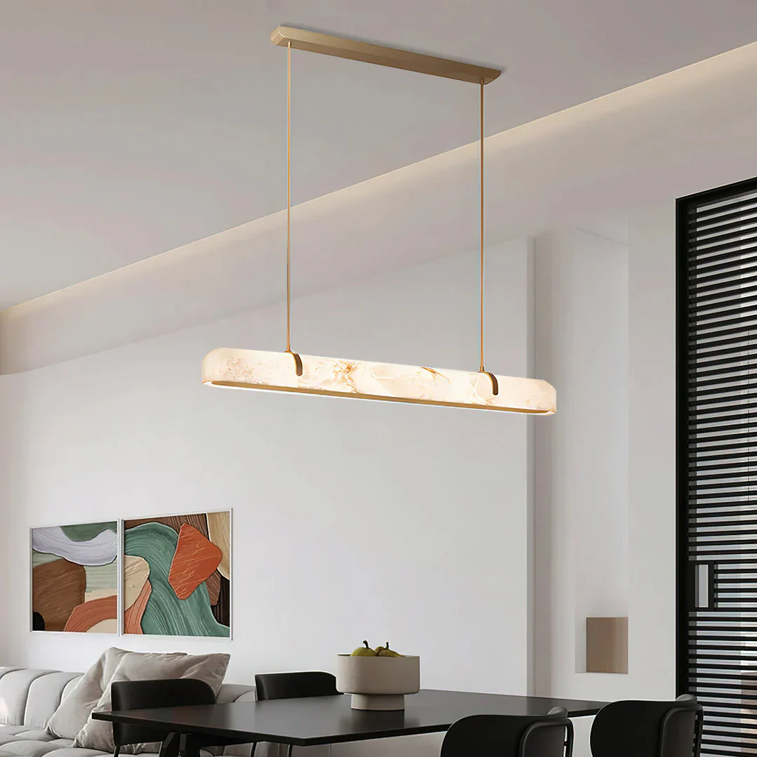 Eamon Linear Alabaster Chandelier, Kitchen Island Pendant Light - Image 7