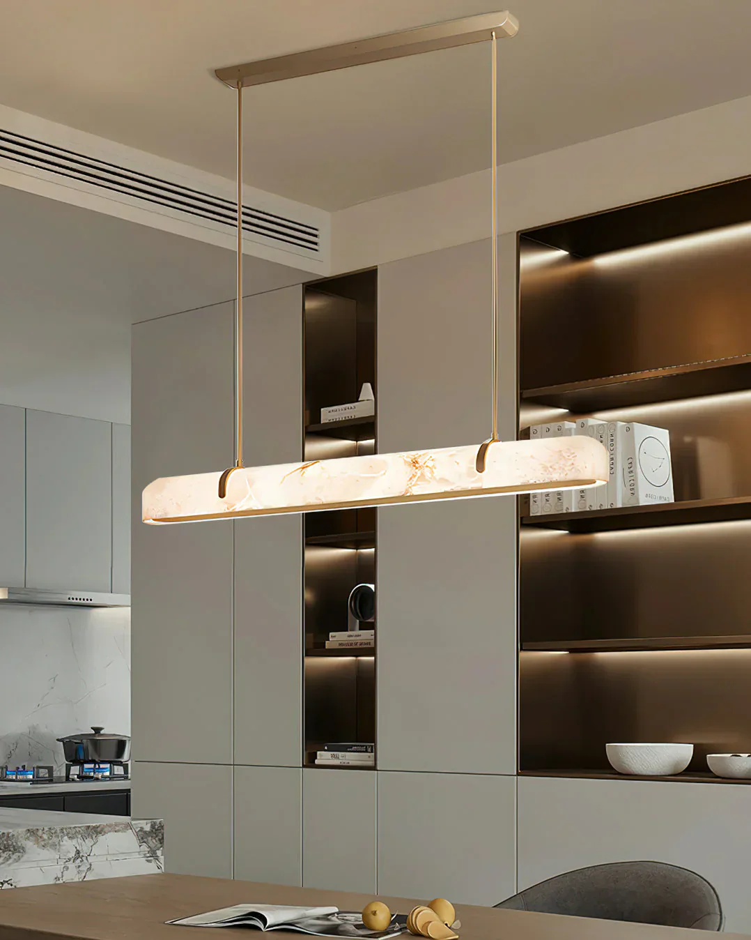 Eamon Linear Alabaster Chandelier, Kitchen Island Pendant Light - Image 8