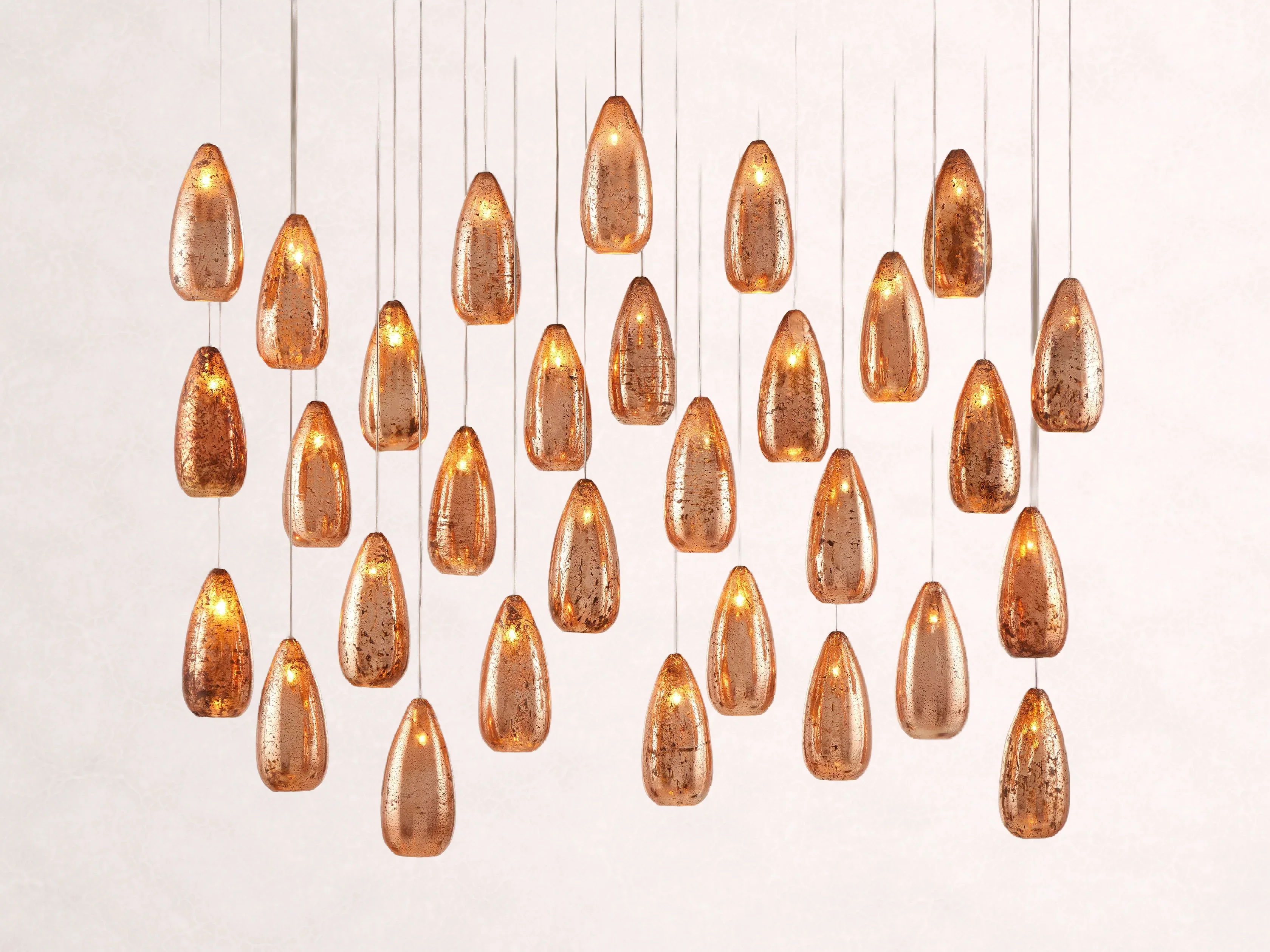 Edda Cascade Teardrop Mercury Glass Linear Chandelier 48'' 54''L - Image 5