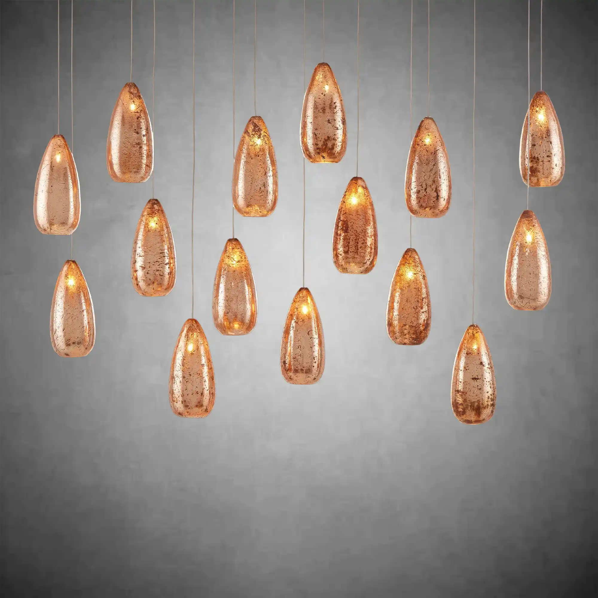 Edda Linear Teardrop Mercury Glass Chandelier – 48" & 54" Options - Image 2
