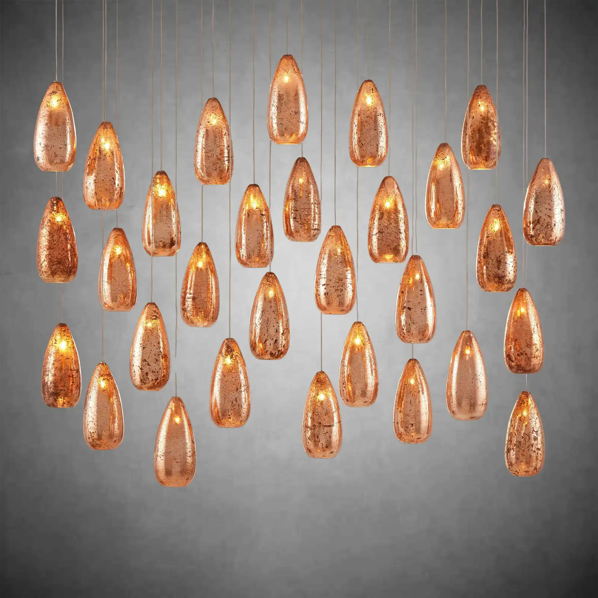 Edda Linear Teardrop Mercury Glass Chandelier – 48" & 54" Options - Image 5