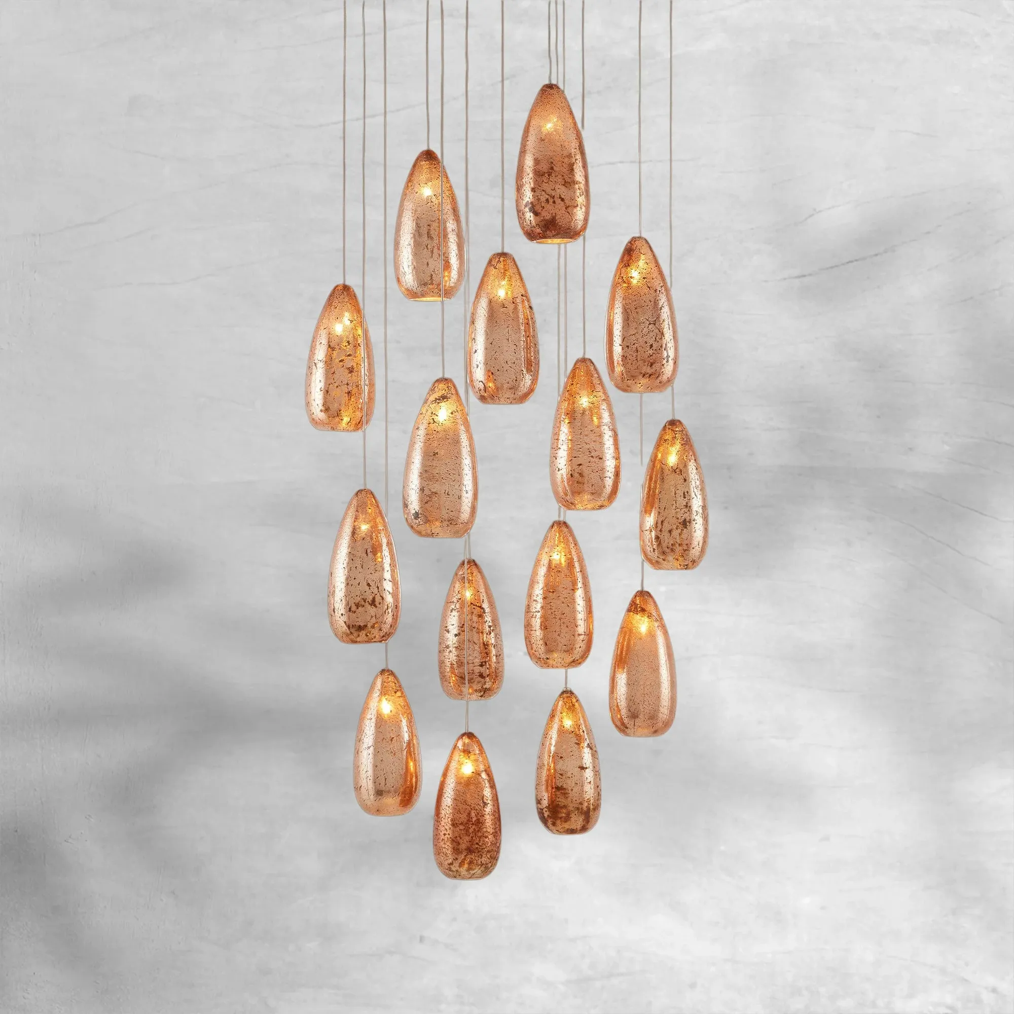 Edda Round Teardrop Mercury Glass Chandelier – 23” & 35” Options - Image 3