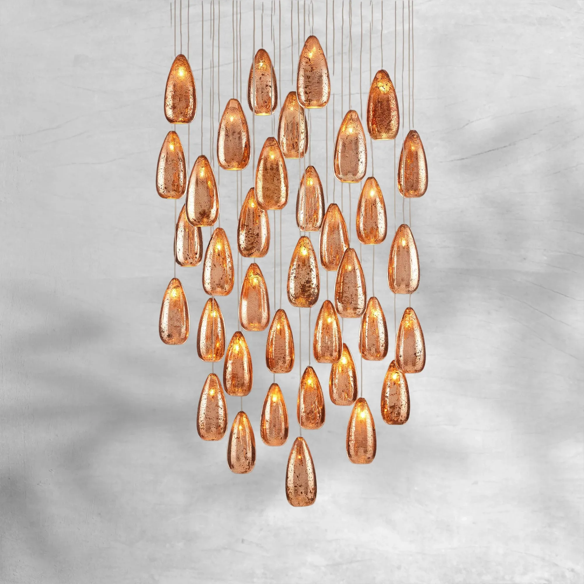 Edda Round Teardrop Mercury Glass Chandelier – 23” & 35” Options - Image 4