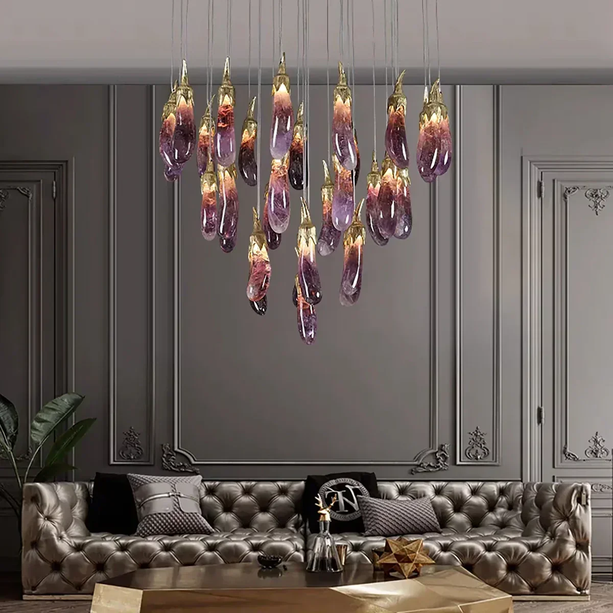 Eggplant-shaped Chandelier Purple Color - Image 7