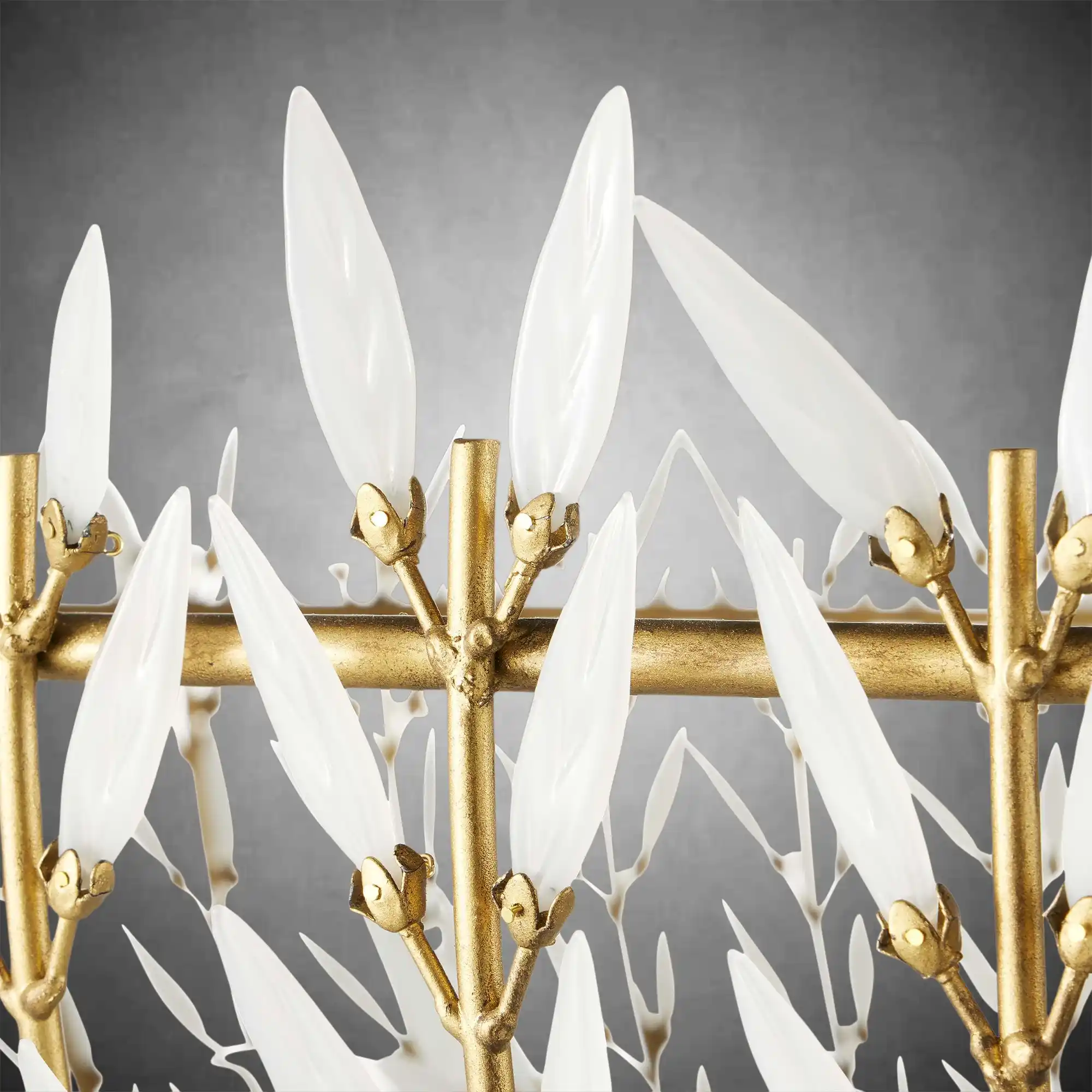 Elegant Morrigan Round Brass-Chained White Glass Chandelier - Image 7