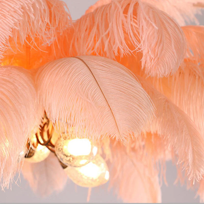 Elva Brass Palm Tree Feather Chandelier - Image 12