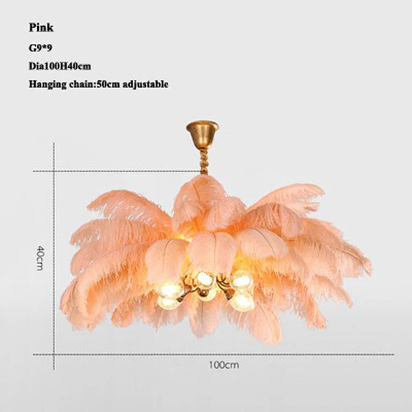 Elva Brass Palm Tree Feather Chandelier - Image 14