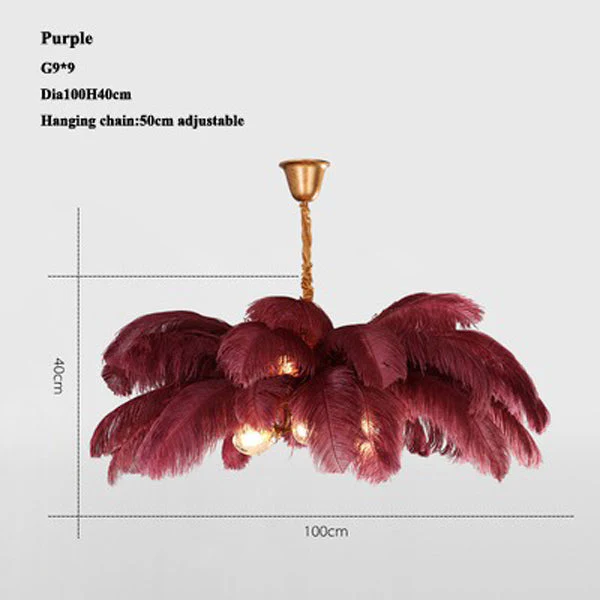 Elva Brass Palm Tree Feather Chandelier - Image 15
