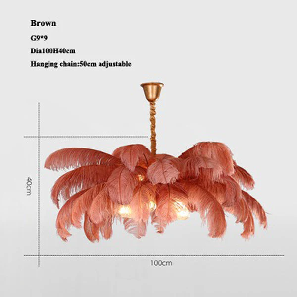 Elva Brass Palm Tree Feather Chandelier - Image 16
