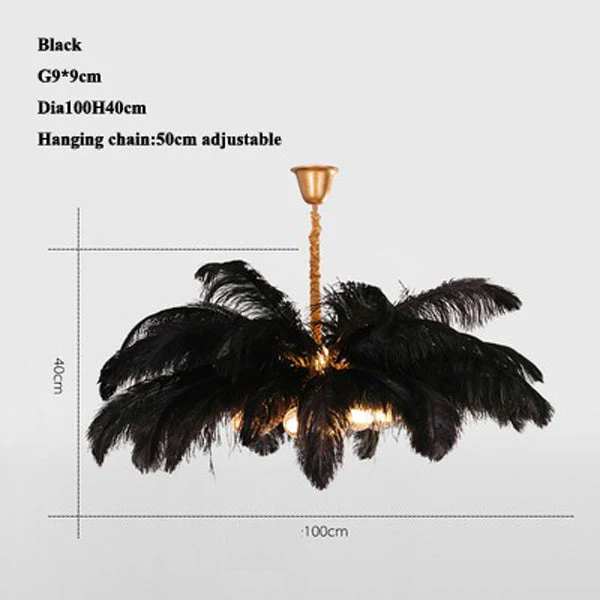 Elva Brass Palm Tree Feather Chandelier - Image 18