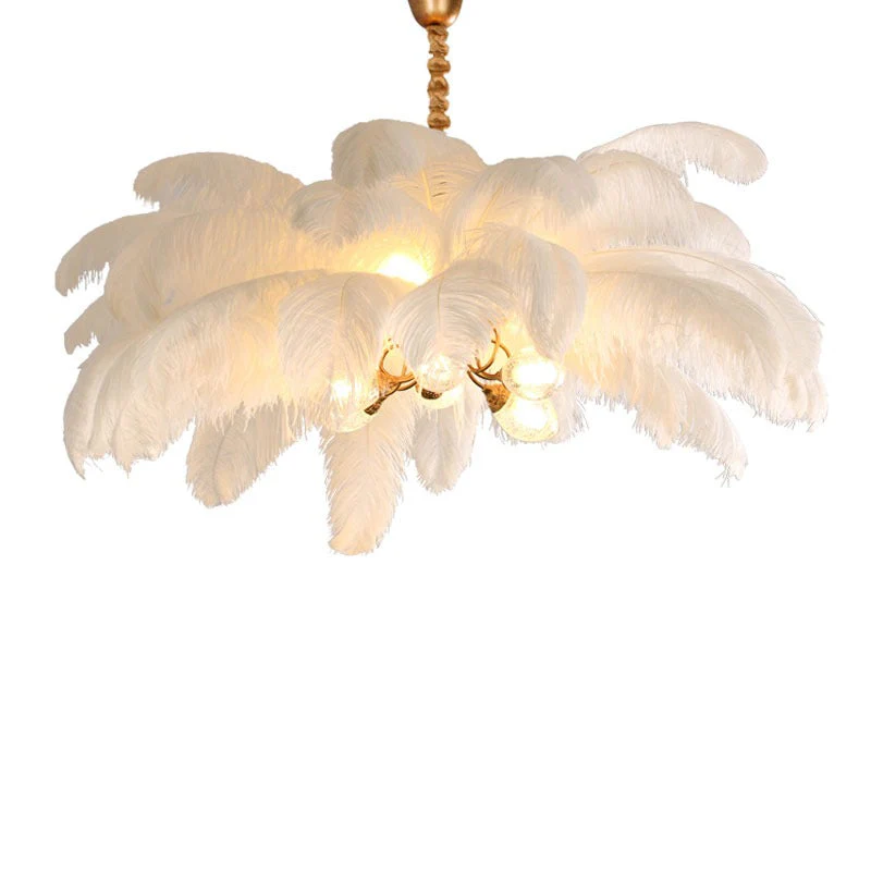 Elva Brass Palm Tree Feather Chandelier - Image 19