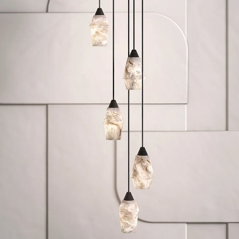 Emilia Alabaster Pendant Lighting Over Dining Table