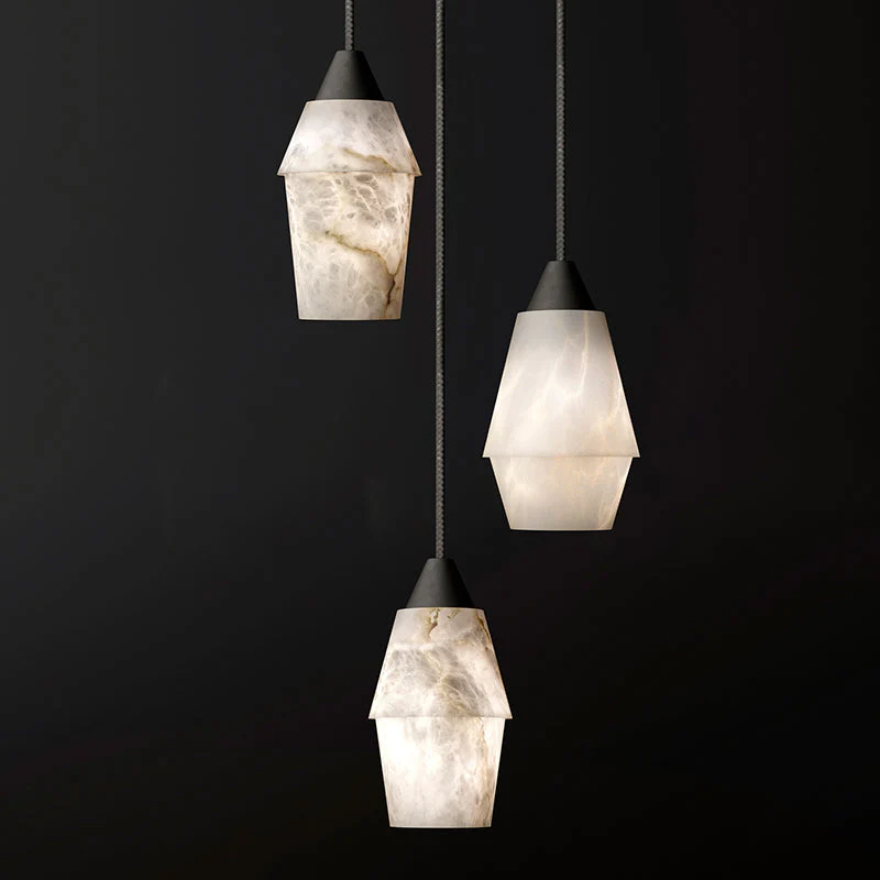 Emilia Alabaster Pendant Lighting Over Dining Table - Image 4