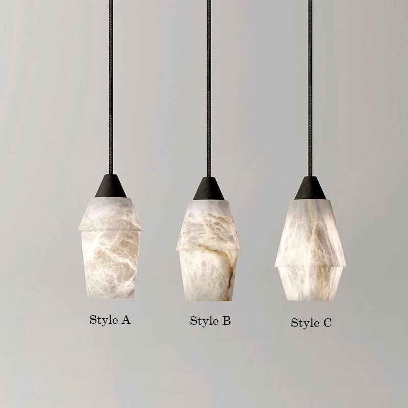 Emilia Alabaster Pendant Lighting Over Dining Table - Image 5