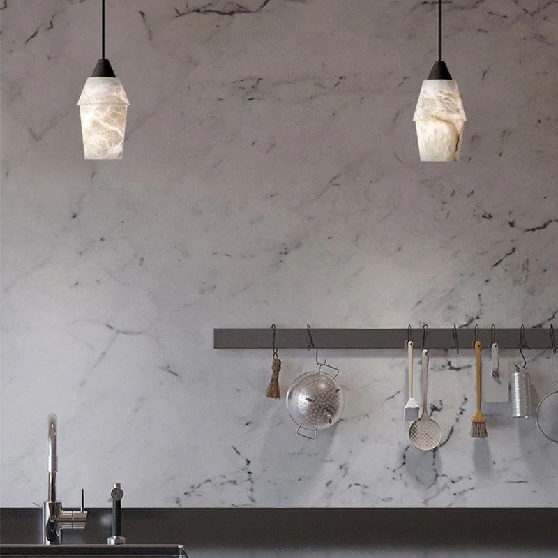 Emilia Alabaster Pendant Lighting Over Dining Table - Image 9