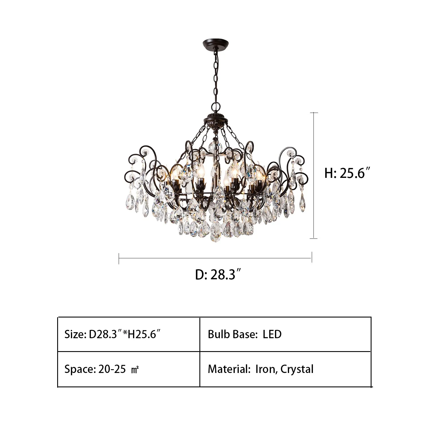 European Retro Light Luxury Crystal Pendant Electronic Candle Chandelier for Living Room / Dining Room / Bedroom - Image 10