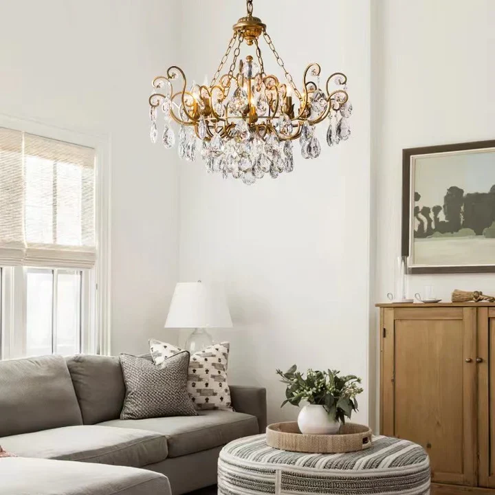 European Retro Light Luxury Crystal Pendant Electronic Candle Chandelier for Living Room / Dining Room / Bedroom - Image 4