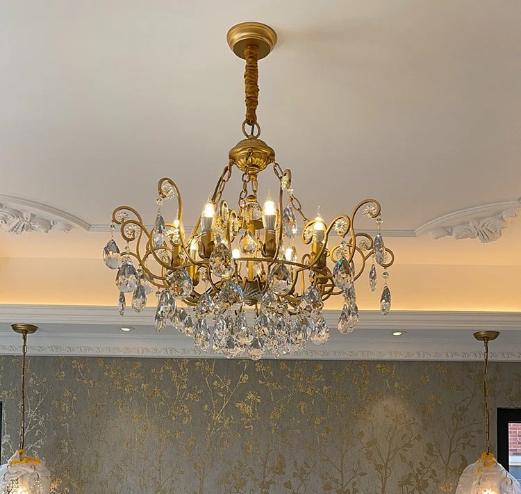European Retro Light Luxury Crystal Pendant Electronic Candle Chandelier for Living Room / Dining Room / Bedroom - Image 5