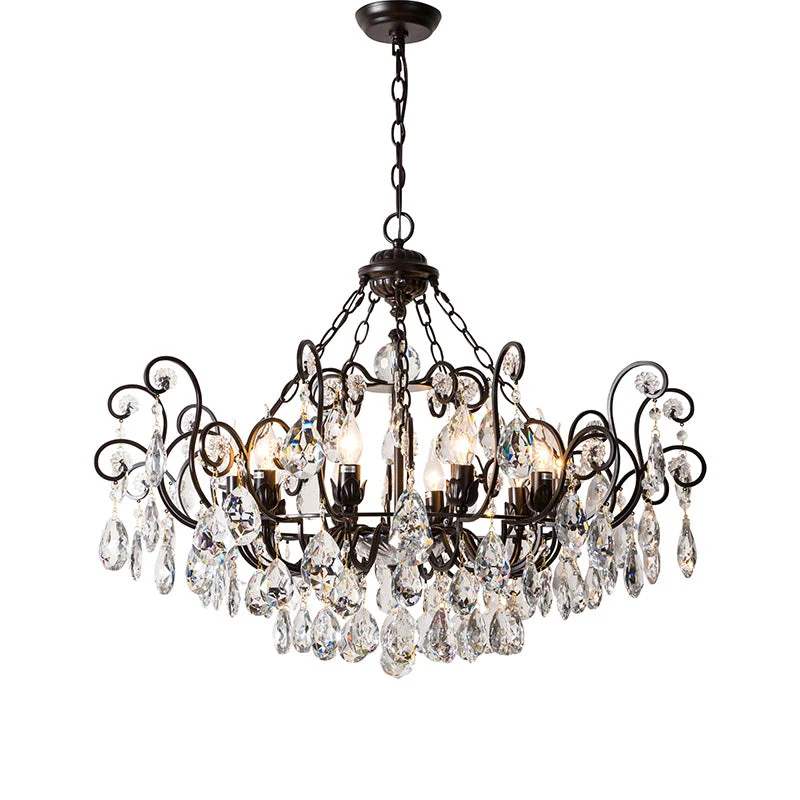 European Retro Light Luxury Crystal Pendant Electronic Candle Chandelier for Living Room / Dining Room / Bedroom - Image 6