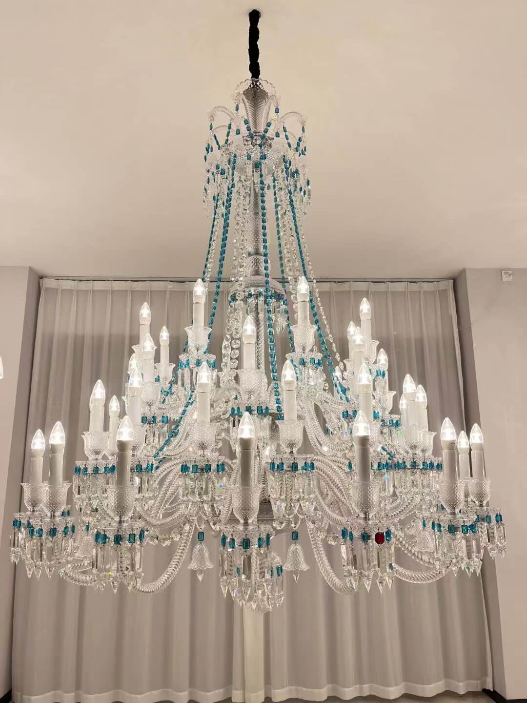 European-style Luxury Colorful Candle Crystal Oversized Chandelier Art Branch Designer Foyer/Staircase Light Fixture - Image 4
