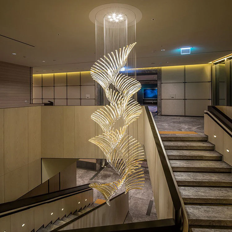 European Style Spiral Glass Chandelier for Staircase/Foyer/Hotel/Villa - Image 2