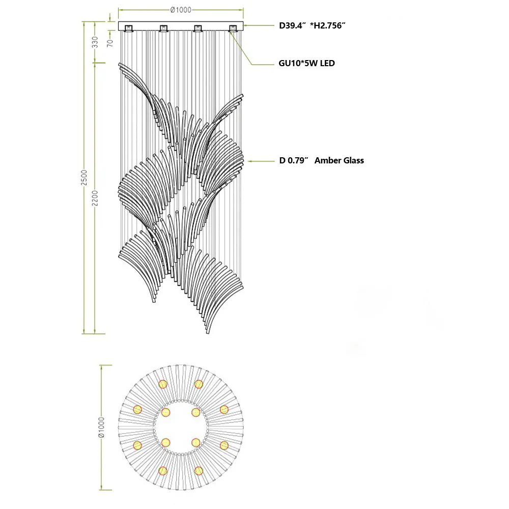 European Style Spiral Glass Chandelier for Staircase/Foyer/Hotel/Villa - Image 7