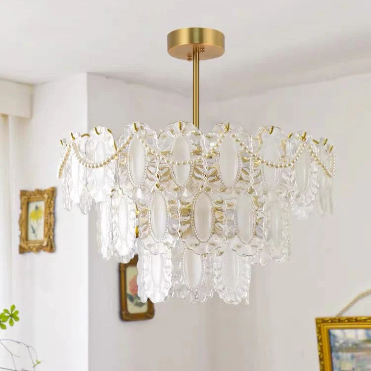 European Vintage Style Luxury Elegant Cream White Chandelier/Ceiling Light Fixture with White Pearl Chains for Living Room Bedroom Restaurant Dining Room - Image 10