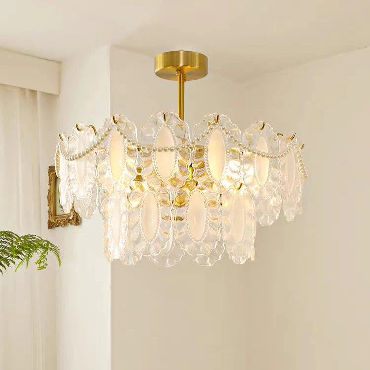European Vintage Style Luxury Elegant Cream White Chandelier/Ceiling Light Fixture with White Pearl Chains for Living Room Bedroom Restaurant Dining Room - Image 11