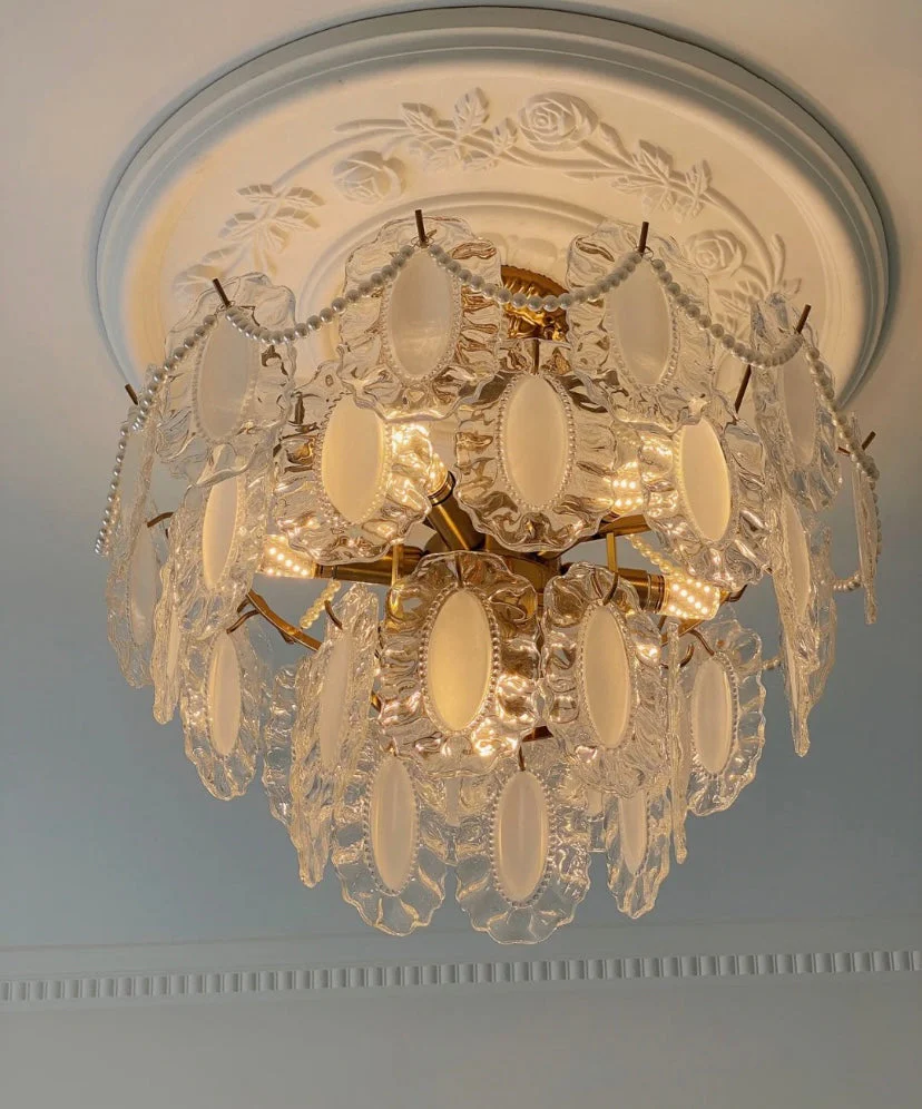 European Vintage Style Luxury Elegant Cream White Chandelier/Ceiling Light Fixture with White Pearl Chains for Living Room Bedroom Restaurant Dining Room - Image 4