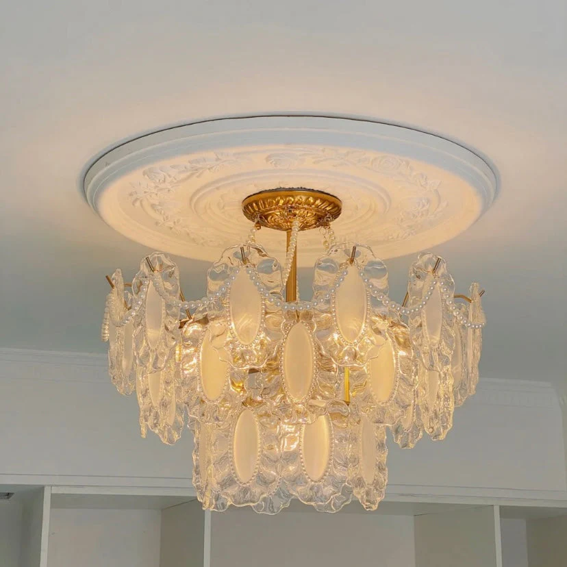 European Vintage Style Luxury Elegant Cream White Chandelier/Ceiling Light Fixture with White Pearl Chains for Living Room Bedroom Restaurant Dining Room - Image 5