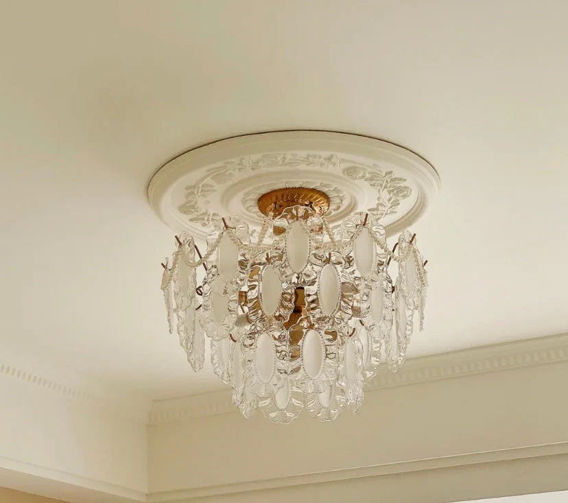 European Vintage Style Luxury Elegant Cream White Chandelier/Ceiling Light Fixture with White Pearl Chains for Living Room Bedroom Restaurant Dining Room - Image 7