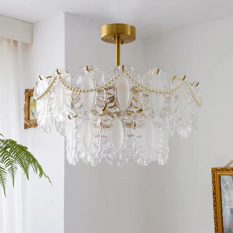European Vintage Style Luxury Elegant Cream White Chandelier/Ceiling Light Fixture with White Pearl Chains for Living Room Bedroom Restaurant Dining Room - Image 8
