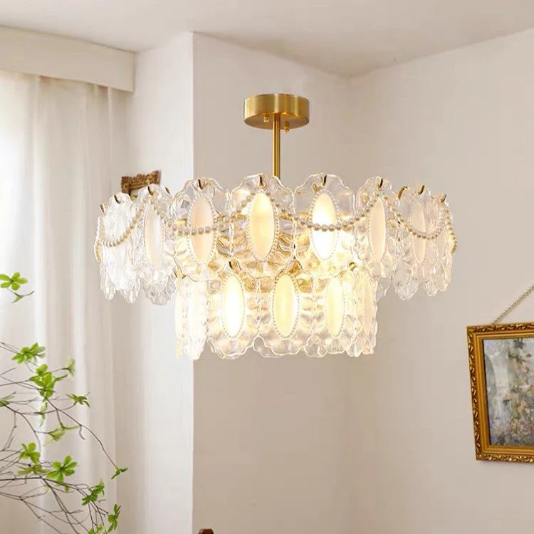 European Vintage Style Luxury Elegant Cream White Chandelier/Ceiling Light Fixture with White Pearl Chains for Living Room Bedroom Restaurant Dining Room - Image 9