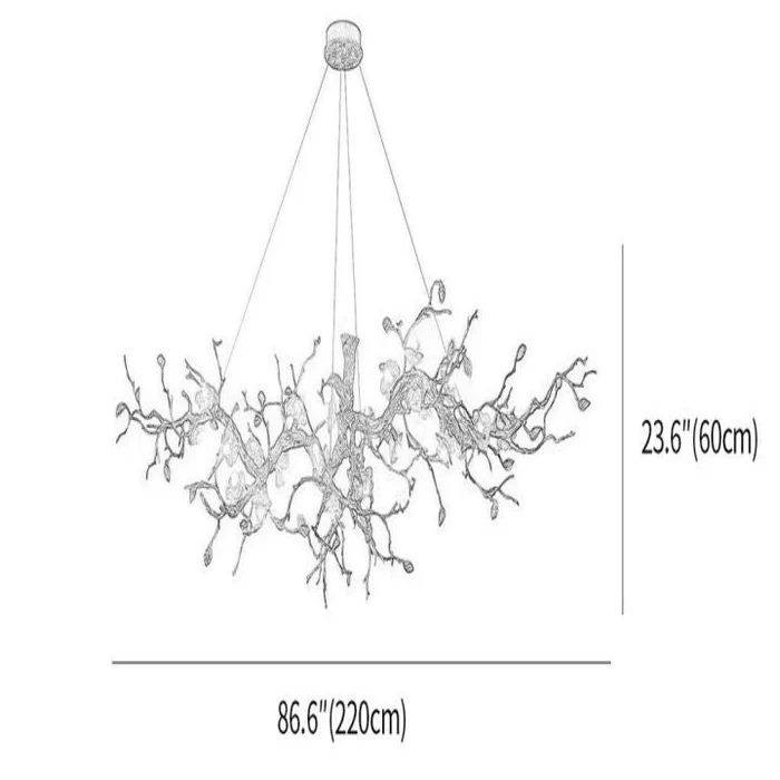 Exquisite Glass Flower Copper Tree Branch Chandelier - Image 2
