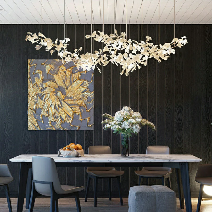 Extra Large Ceramics Twig White Flowers Chandelier Iron Tree Branch Pendant Light For Big Living/ Dining Room - Image 3