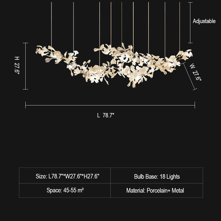 Extra Large Ceramics Twig White Flowers Chandelier Iron Tree Branch Pendant Light For Big Living/ Dining Room - Image 9